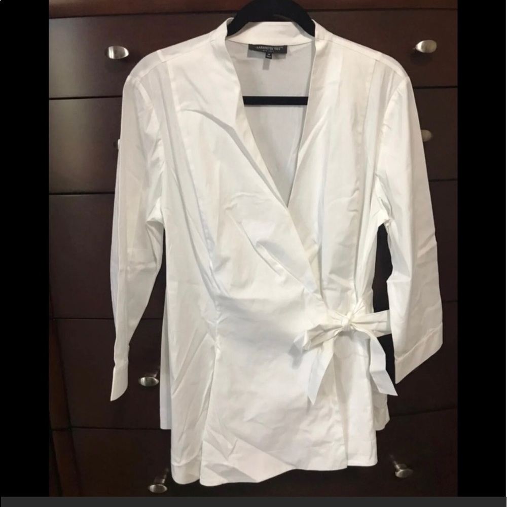 G - Lafayette White Cotton Wrap Blouse